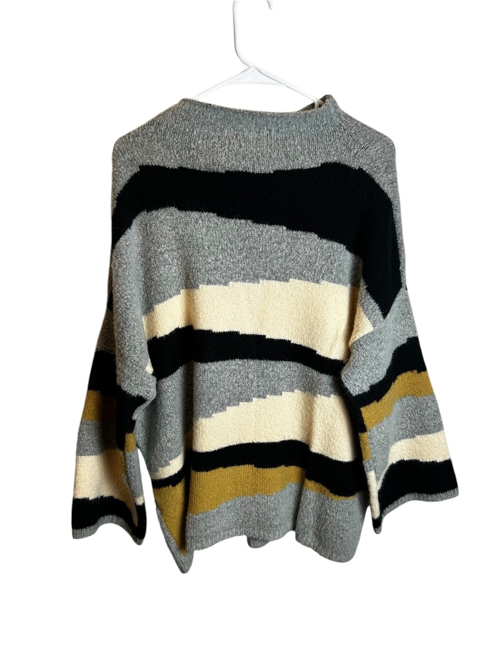 Cliche Oversized Colorblock Striped Wool Blend Mock Neck Sweater Size XL